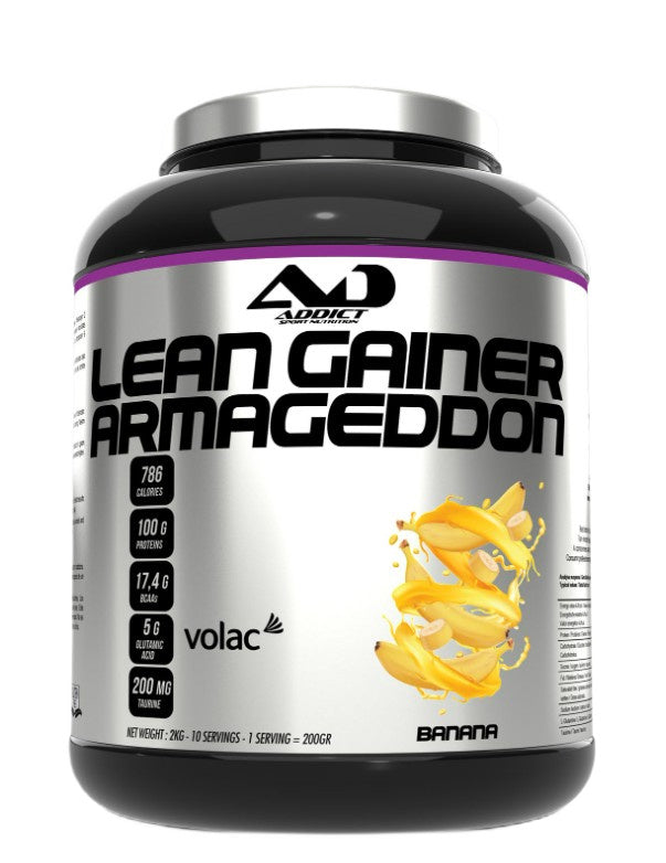 Beholder med Addict Sport Nutrition Lean Gainer Armageddon i banansmag, 2000 g
