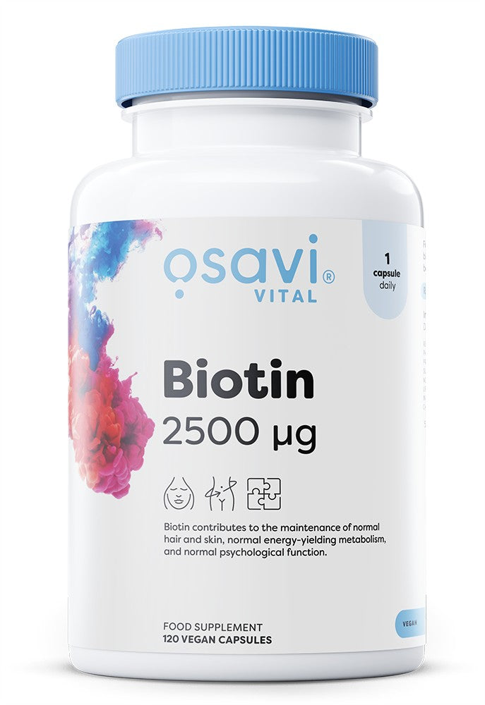 Osavi Biotin 2500 mcg, pakke med 120 veganske kapsler