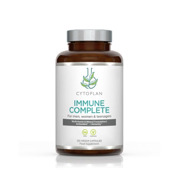 Pakning med Cytoplan Immune Complete kosttilskud, 120 veganske kapsler