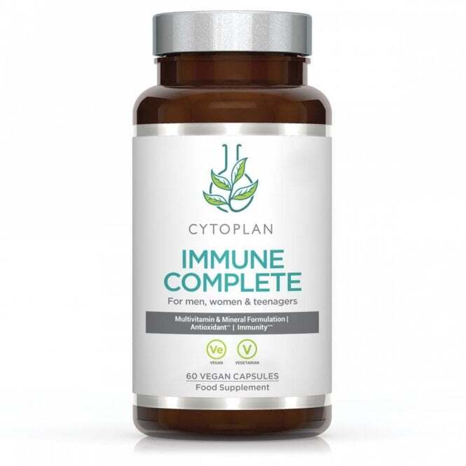 Pakning med Cytoplan Immune Complete multivitamin, 60 vegetariske kapsler