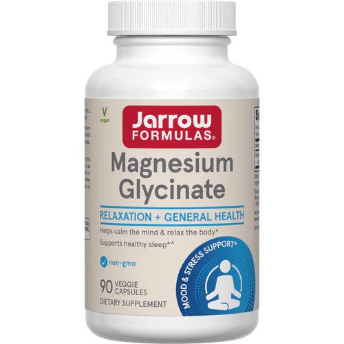 Jarrow Formulas magnesiumglycinat, flaske med 90 vegetabilske kapsler