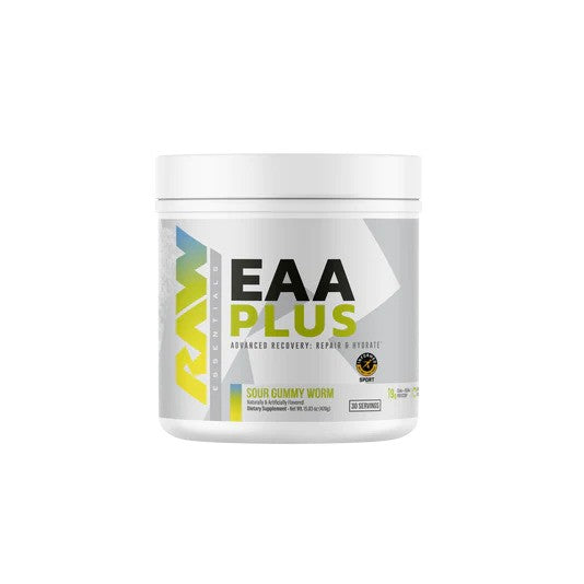 Raw Nutrition EAA Plus aminosyrepulver, smag sure gummiorm, 426 g