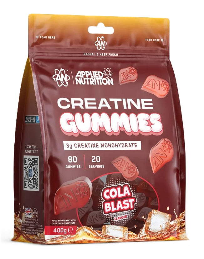 Applied Nutrition Creatine Gummies med smagen Cola Blast, pakning med 80 gummier
