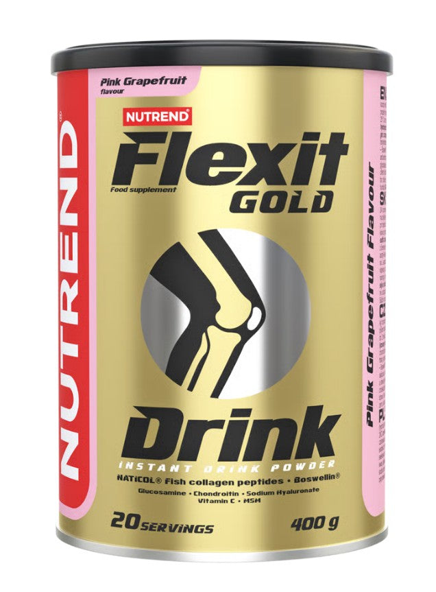 Dåse med Nutrend Flexit Gold Drink i smagen lyserød grapefrugt, 400 g