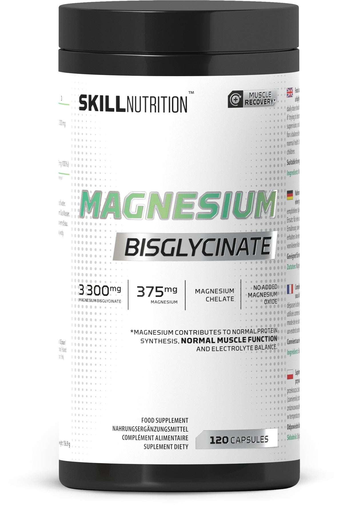 Skill Nutrition magnesiumbisglycinat, beholder med 120 kapsler