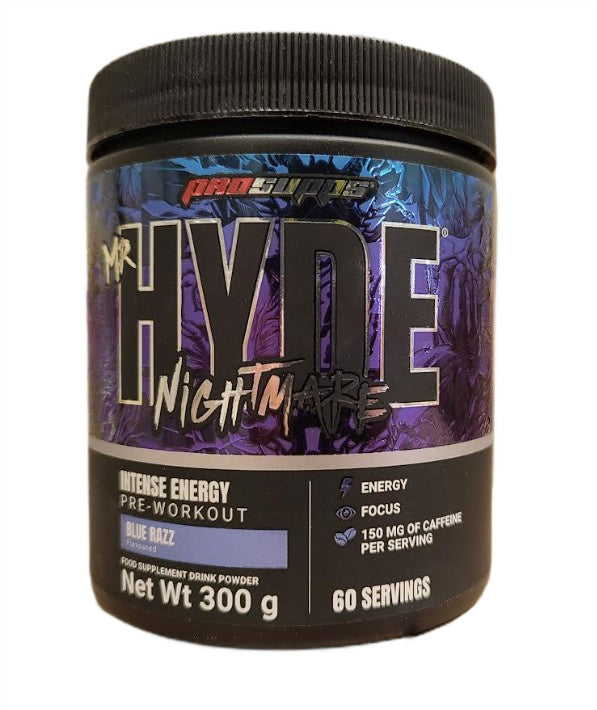 ProSupps Hyde Nightmare pre-workout med koffein, smag Blue Razz, 300 g