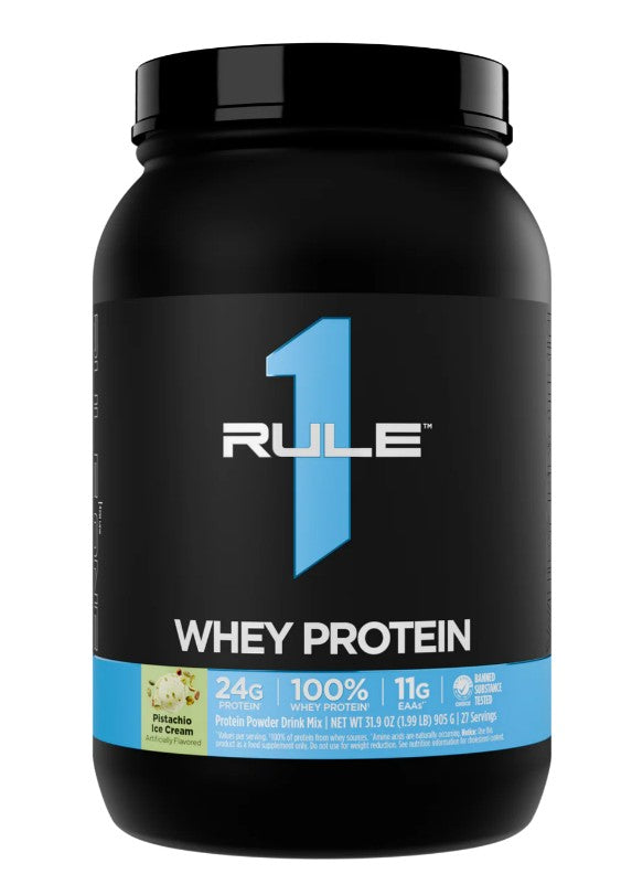 Pakke med Rule One Rule1 Whey Protein i smagen pistacieis, 2 lbs