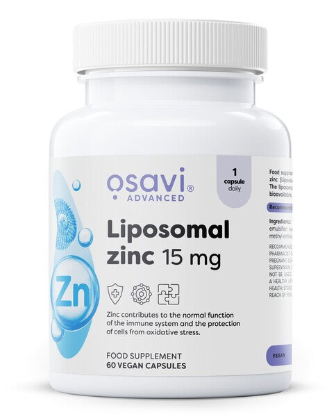 Dåse med Osavi liposomalt zink, 15 mg, 60 veganske kapsler