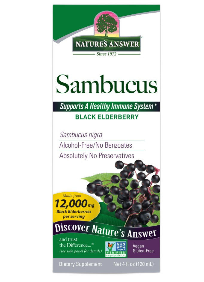 Nature's Answer Sambucus, flydende kosttilskud med sort hyldebær, 120 ml