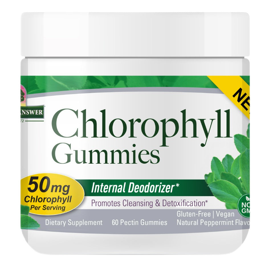 Nature's Answer Chlorophyll vingummier med pebermyntesmag, pakning med 60 gummier