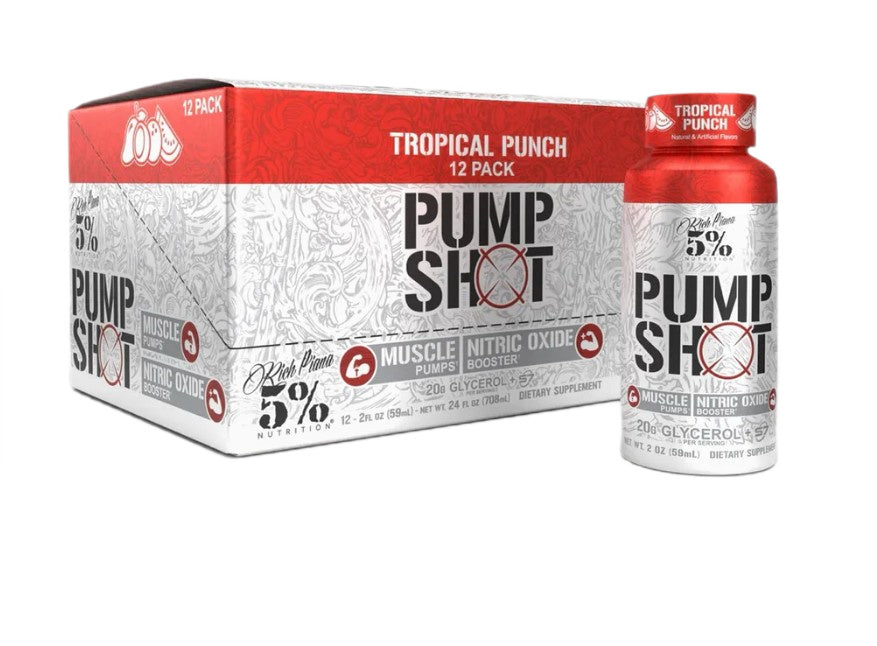 5% Nutrition Pump Shot i smagen Tropical Punch, 12 flasker à 59 ml