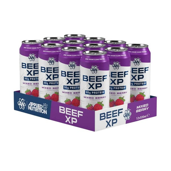 Applied Nutrition Beef XP drikkeklare dåser med blandede bær, 12 x 500 ml