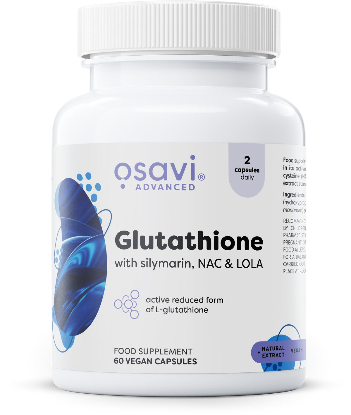 Osavi glutathion med silymarin, NAC og LOLA, 60 veganske kapsler