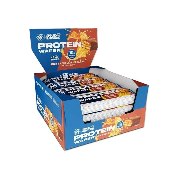 Æske med Applied Nutrition Protein Wafer, Milk Chocolate Caramel, 12 wafers á 39 g