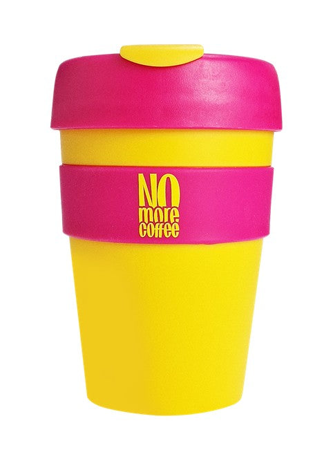 OstroVit No More Coffee Mug drikkekop i gul og pink, 340 ml