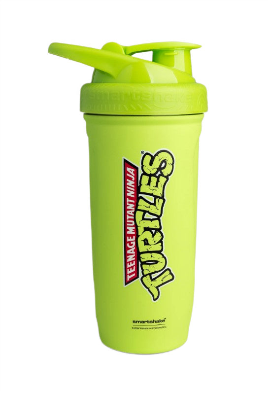 Grøn SmartShake Reforce shakerflaske i rustfrit stål med klassisk TMNT-logo, 900 ml