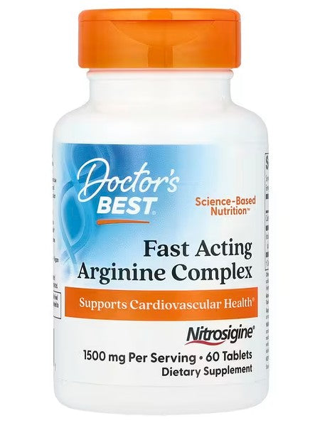 Beholder med Doctor's Best Fast Acting Arginine Complex, 60 tabletter