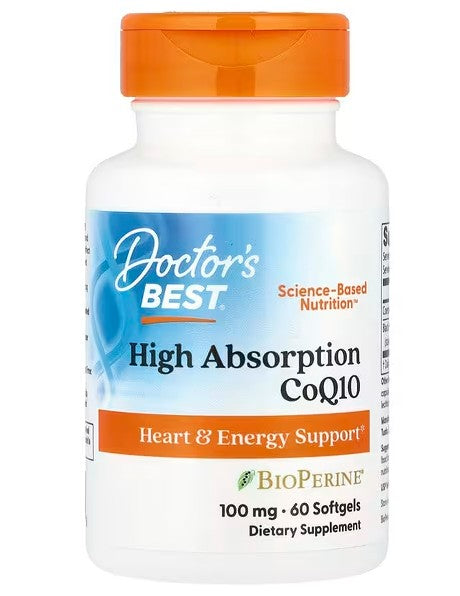 Beholder med Doctor's Best CoQ10 High Absorption med BioPerine, 60 softgels