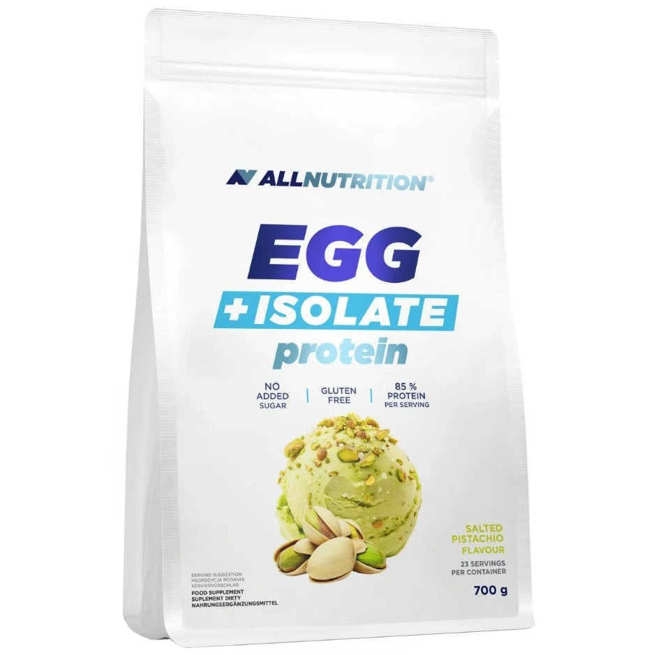 Pose Allnutrition Æg + isolatprotein, saltede pistacienødder, 700 g