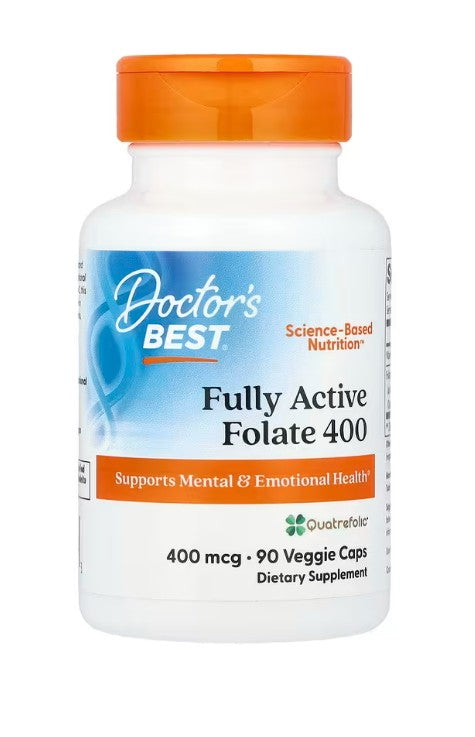 Doctor's Best Fully Active Folate 400 med Quatrefolic, 90 vegetabilske kapsler