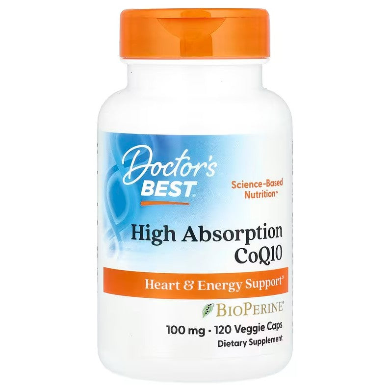 Pakning med Doctor's Best CoQ10 med BioPerine, 100 mg, 120 vegetariske kapsler