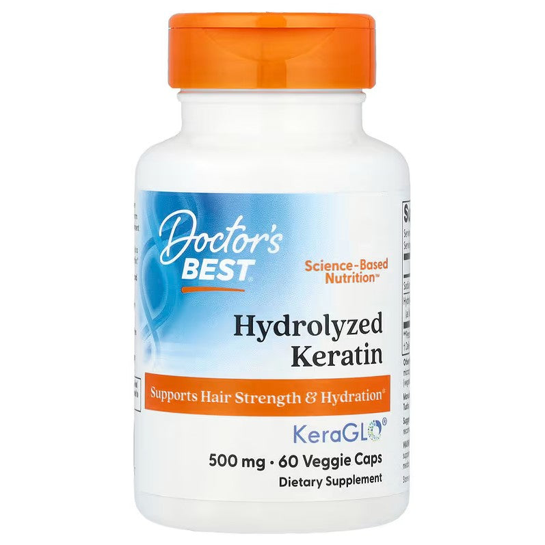 Pakning med Doctor's Best hydrolyseret keratin 500 mg, 60 vegetariske kapsler