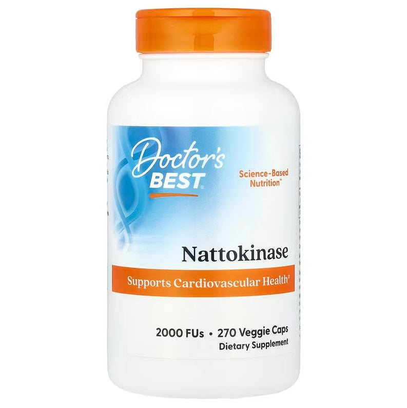 Beholder med Doctor's Best Nattokinase 2000 FU, 270 vegetabilske kapsler