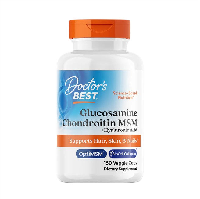 Doctor's Best glukosamin, kondroitin, MSM og hyaluronsyre, 150 kapsler