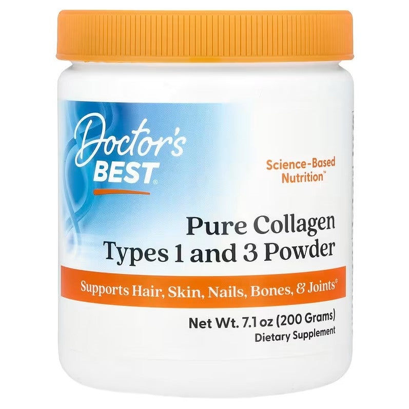 Produktbillede af Doctor's Best rent kollagenpulver type 1 og 3 fra okse, 200 g