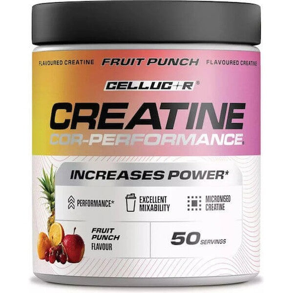 Beholder med Cellucor COR-Performance kreatin i smagen Fruit Punch, 203 g