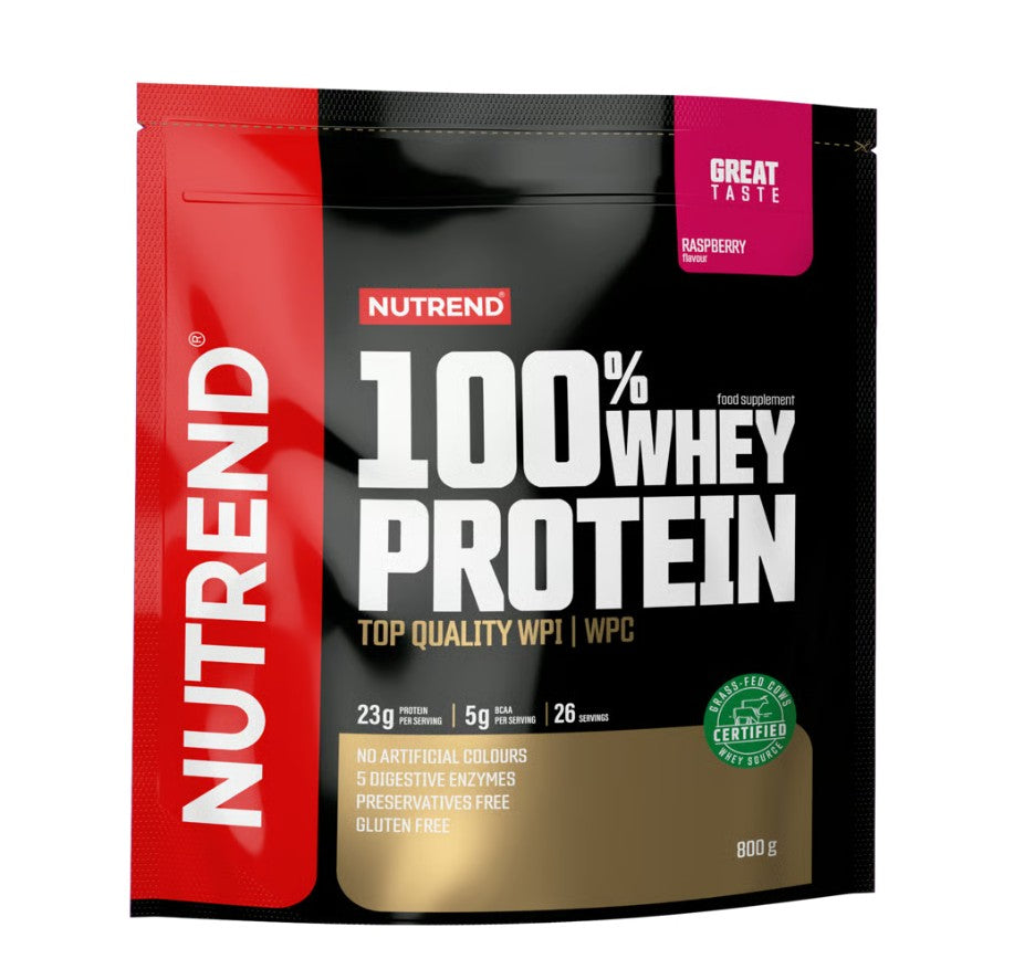 Bøtte med Nutrend valleprotein i smagen hindbær, 800 g