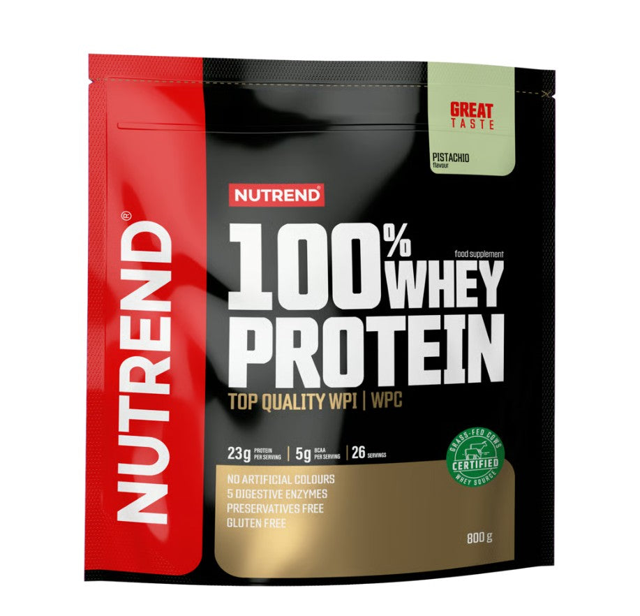 Pose med Nutrend 100% valleprotein med pistaciesmag, 800 g