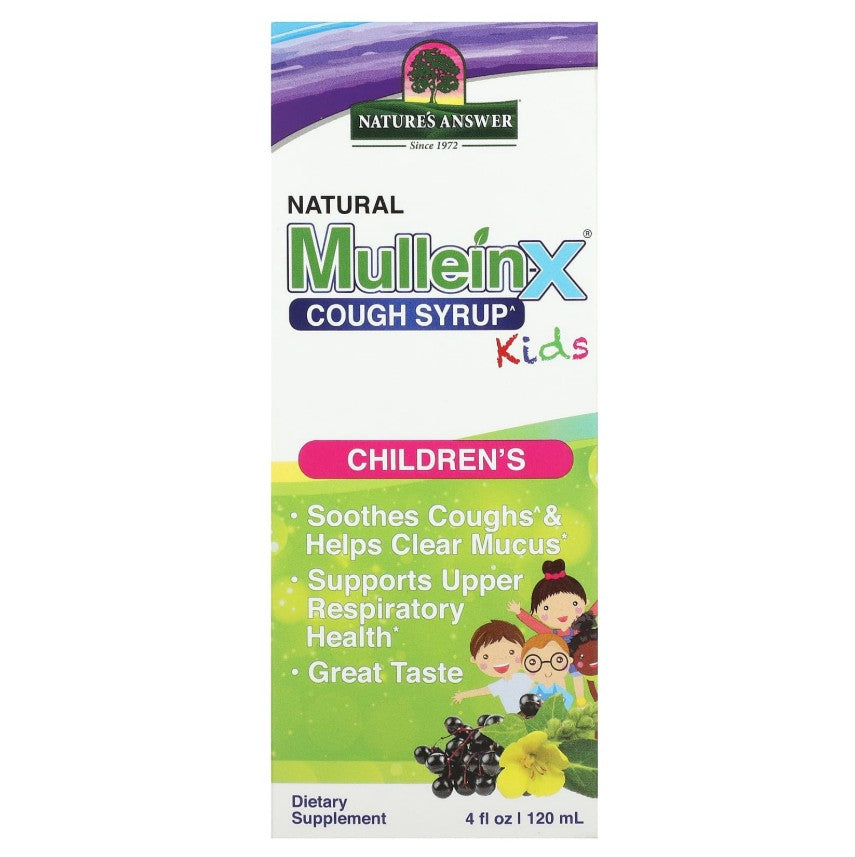 Flaske med Nature's Answer Natural Mullein-X Cough Syrup Kids, 120 ml