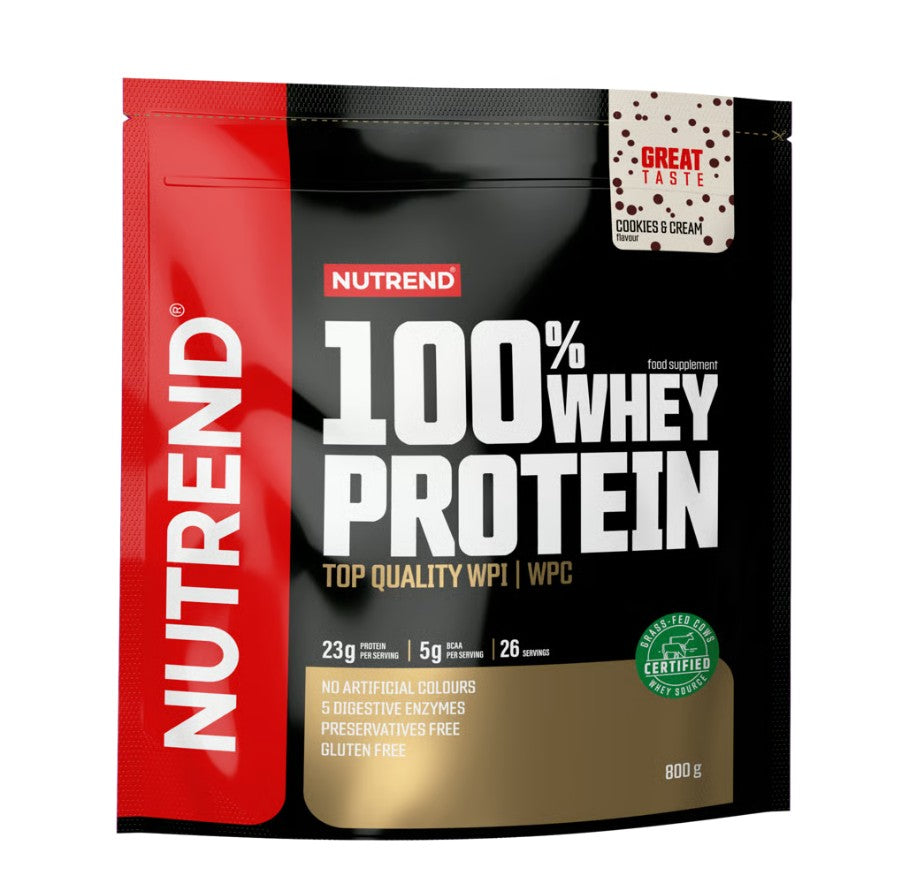 Pakke med Nutrend valleprotein, smag Cookies & Cream, 800 g