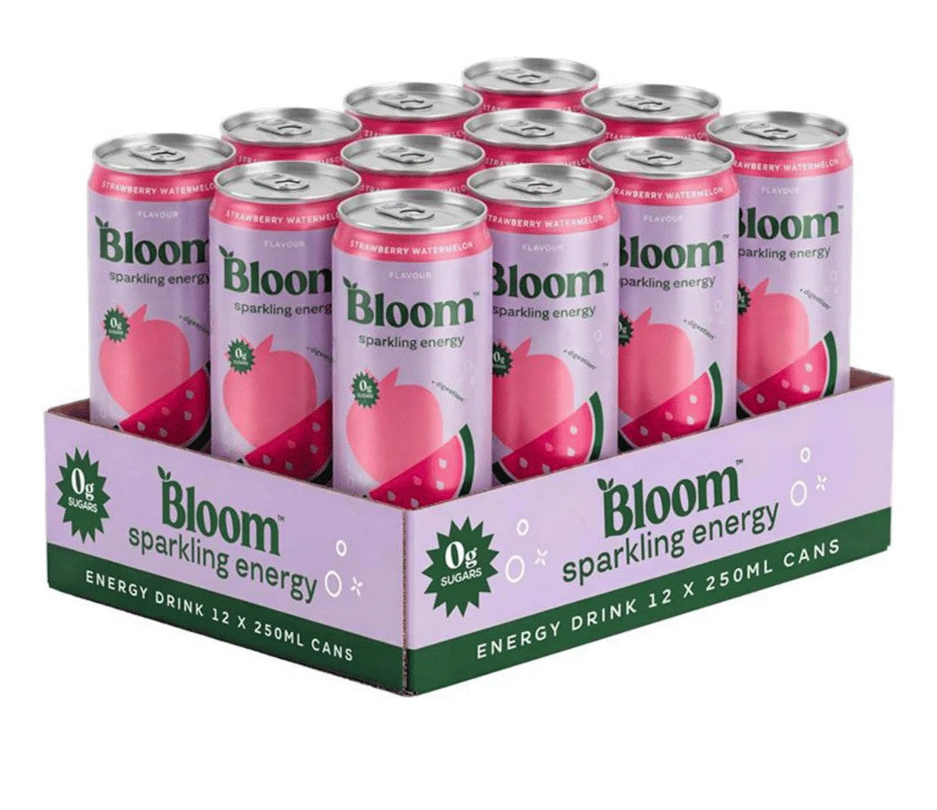 Produktbillede af Bloom Sparkling Energy med jordbær og vandmelon, 12 x 250 ml