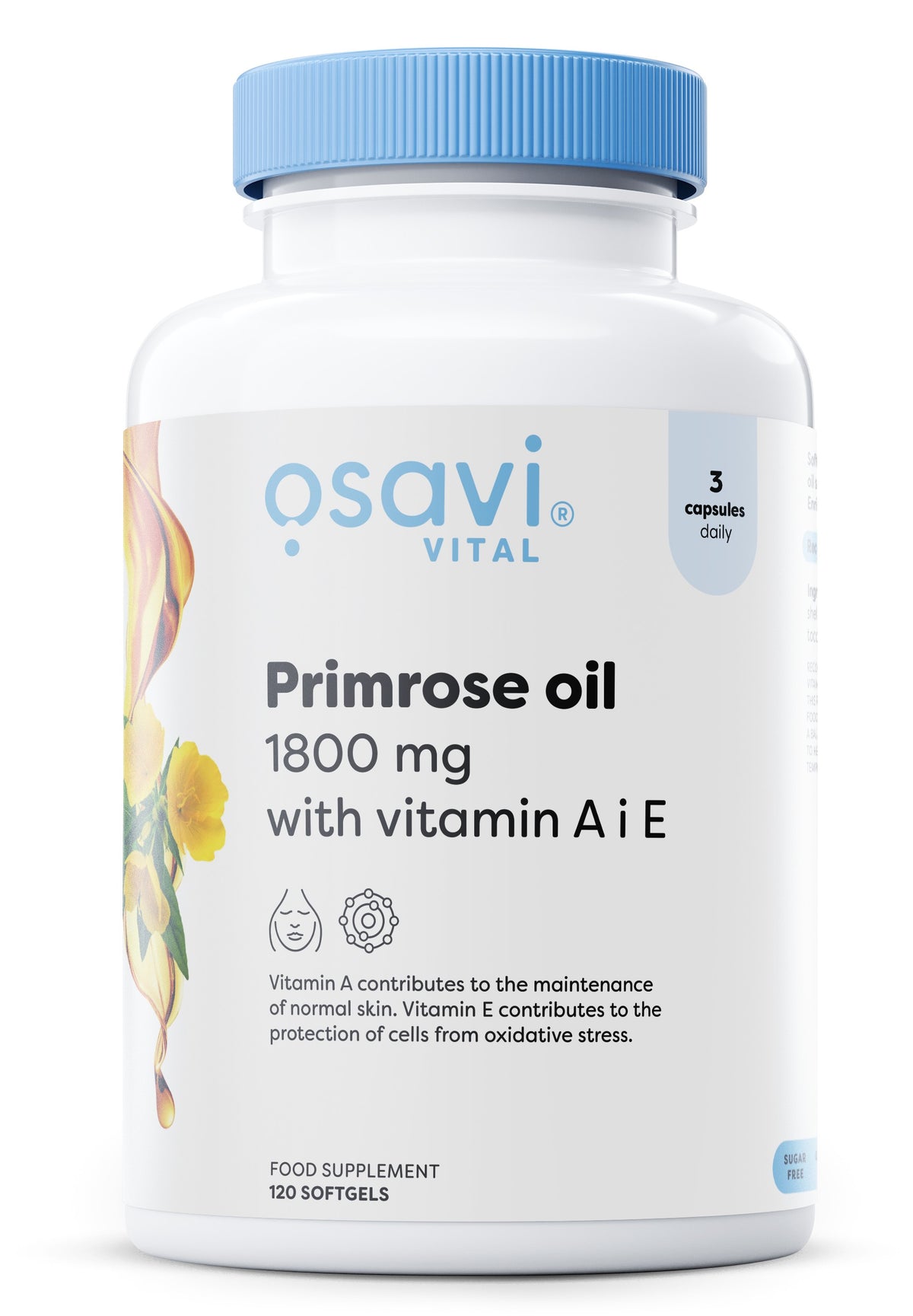 Pakke med Osavi Evening Primrose Oil med vitamin A og E, 120 bløde kapsler