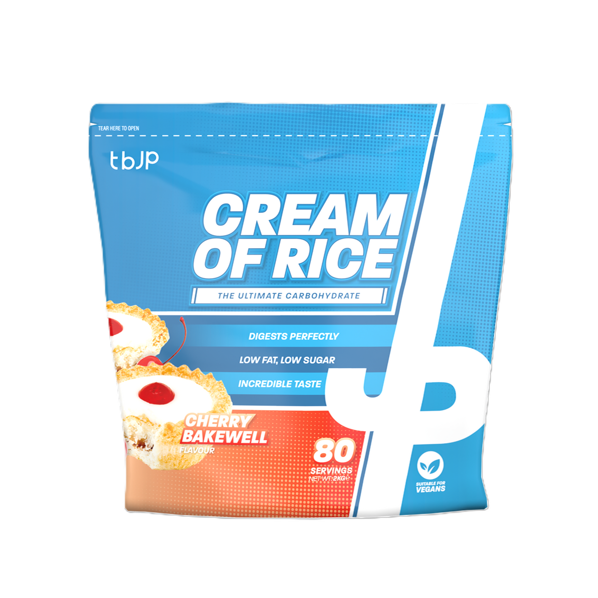 Trained by JP Cream of Rice risgrød i smagen Cherry Bakewell, 2000 g