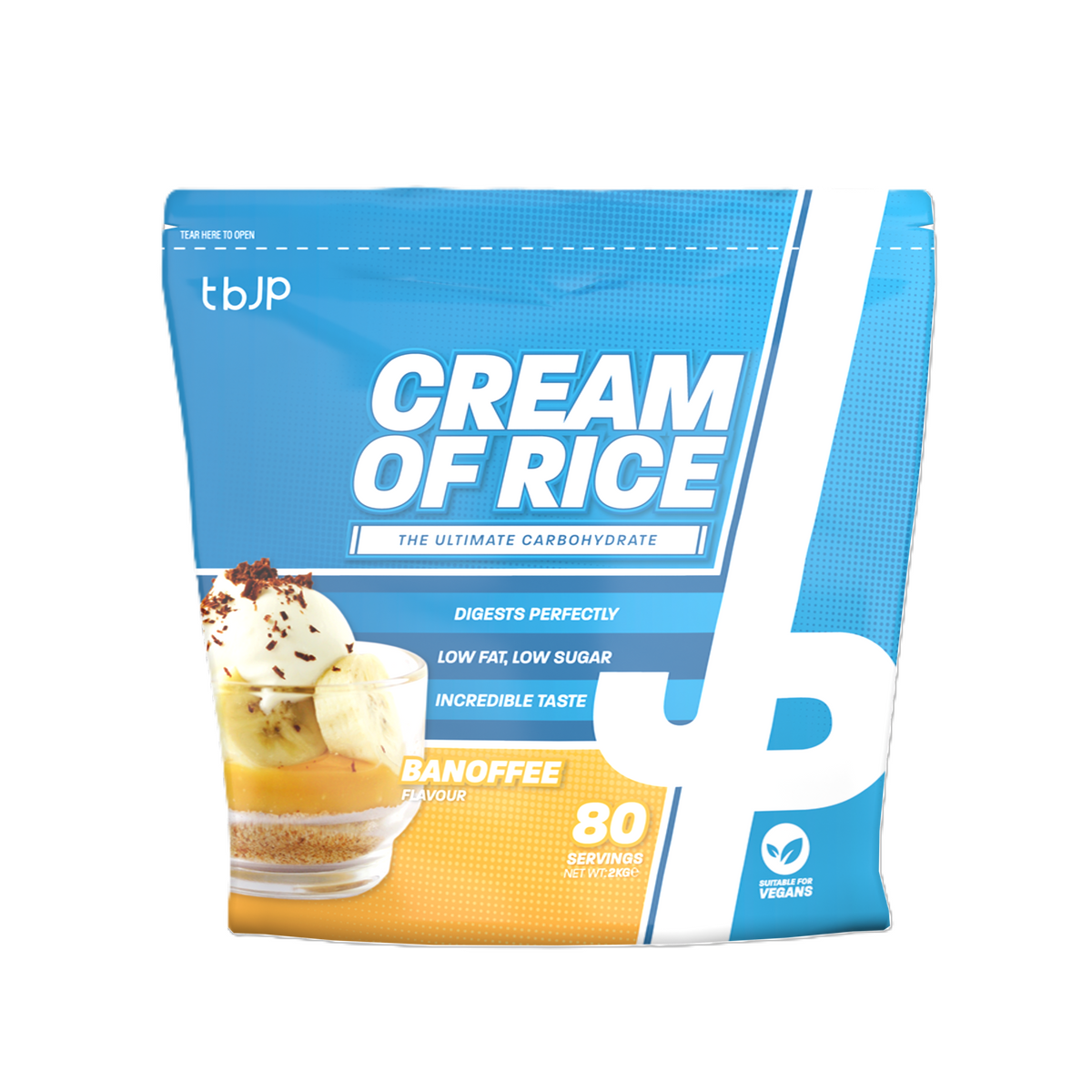 Trained by JP Cream of Rice kulhydratpulver med smag af Banoffee, 2000 g