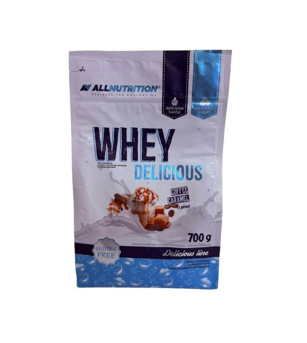 Allnutrition Whey Delicious proteinpulver i smagen kaffe-karamel, 700 g