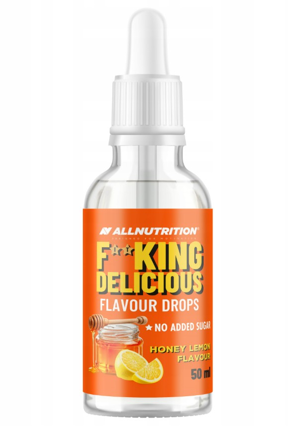 Flaske med Allnutrition Fitking Delicious Flavour Drops i smagen Honey Lemon, 50 ml