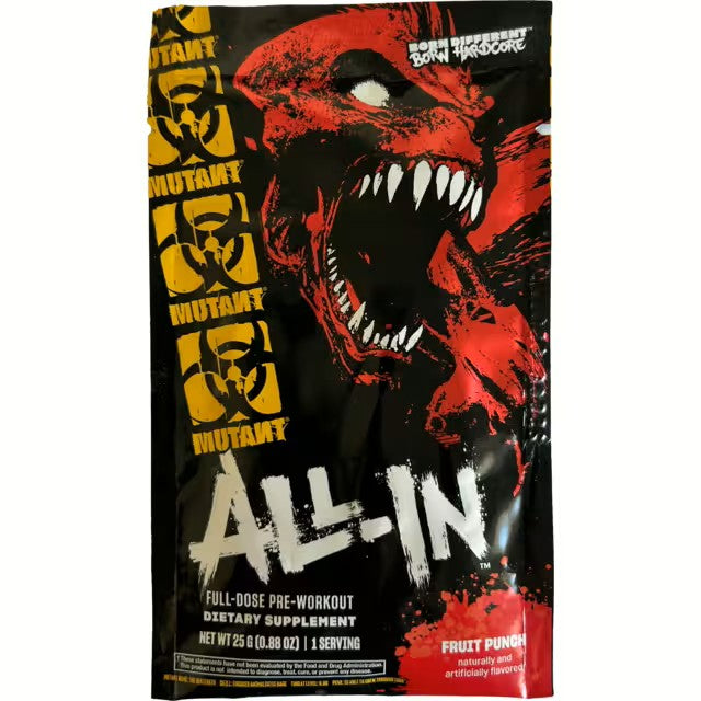 Enkeltdosis Mutant ALL-IN pulver i smagen Fruit Punch, 25 g