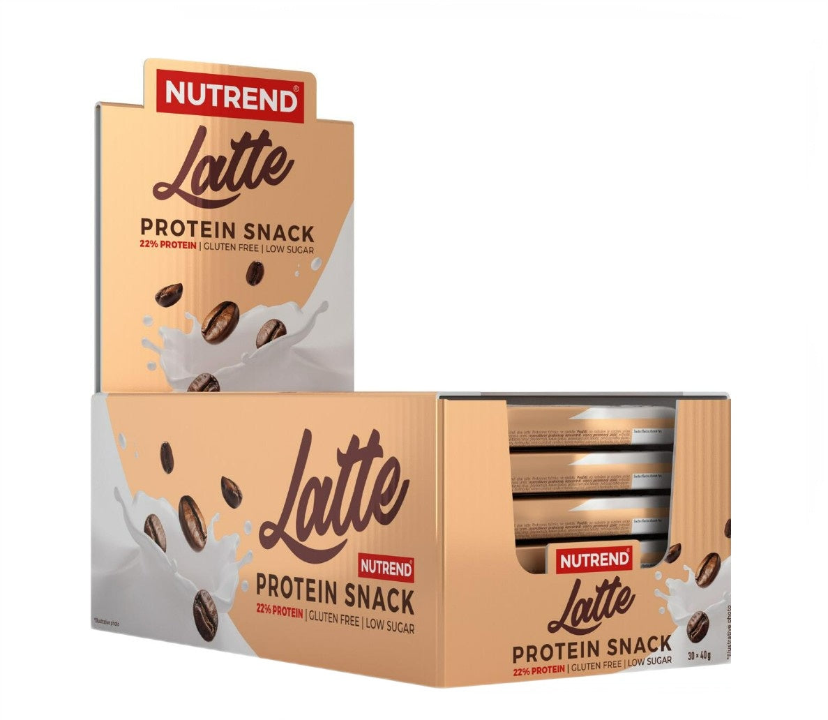 Pakning med Nutrend Protein Snack bar i smagen Chai Latte, 30 x 40 g