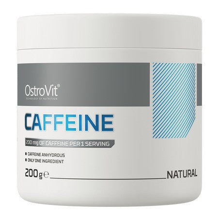 Pakke med OstroVit Caffeine Supreme Pure koffeinpulver, 200 g