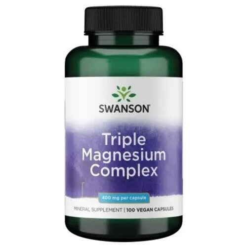 Pakke med Swanson Triple Magnesium Complex, magnesiumkompleks i 100 kapsler