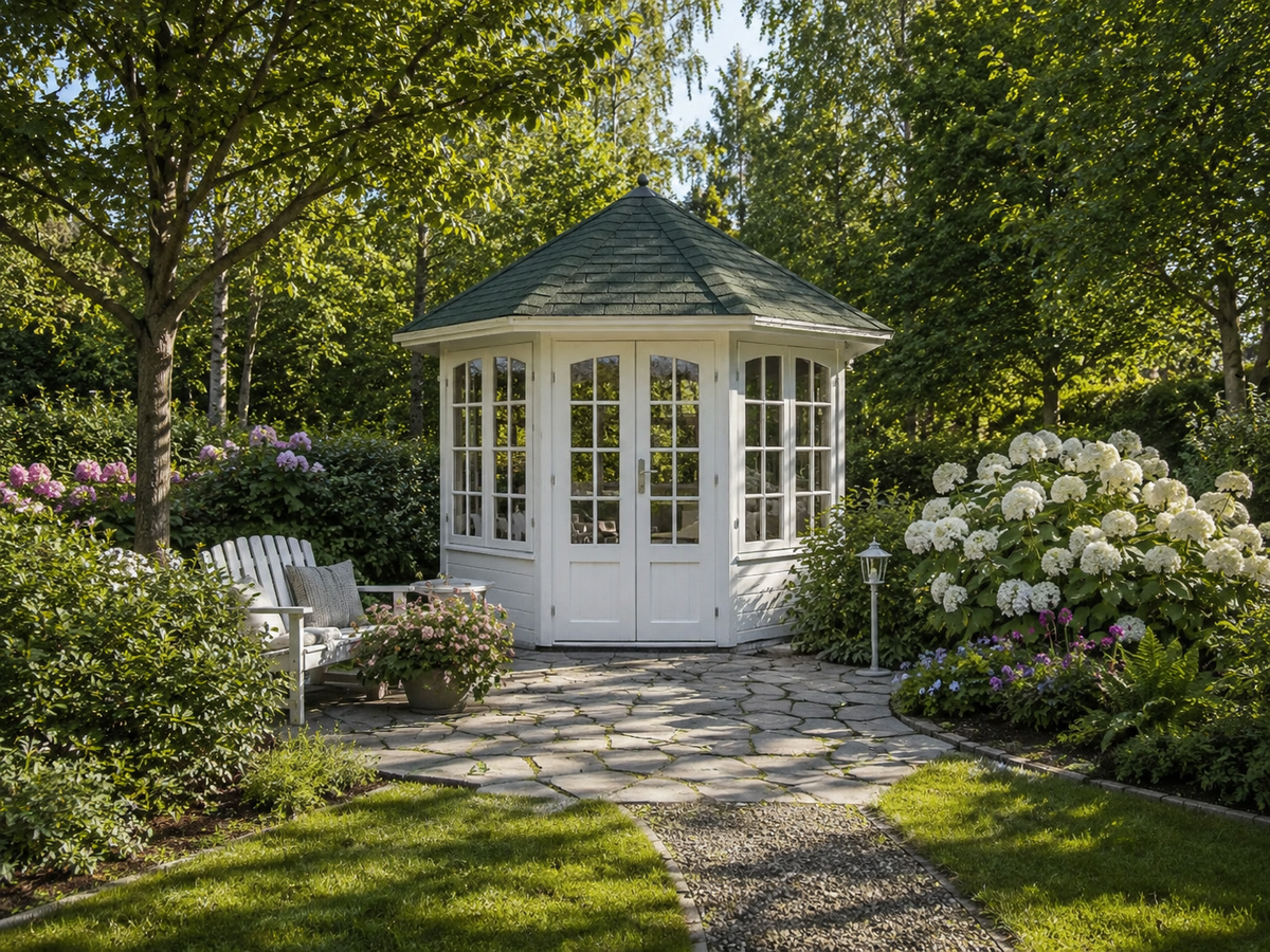 Havepavillon i træ, Ingrid med 7 vinduer, 6,9 m², fra Sølund Huse