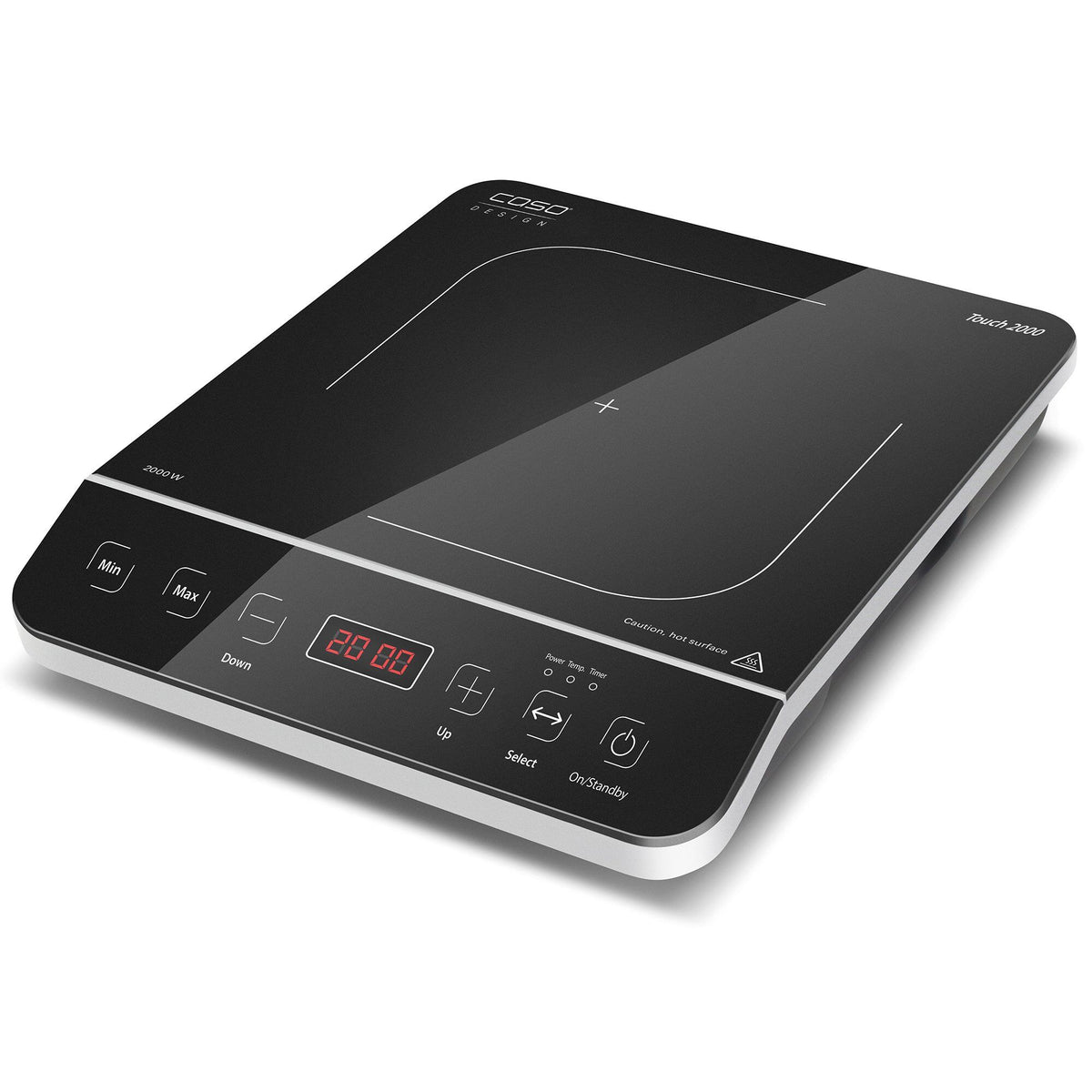 Sort mobil induktionskogeplade Caso Touch 2000 med sensor touch på fronten