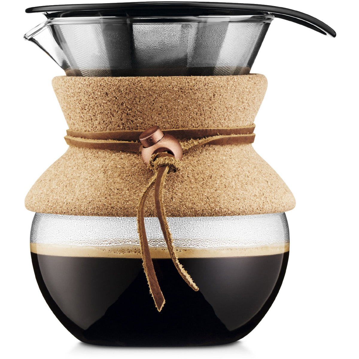 Bodum Pour Over kaffebrygger i glas med stålfilter og korkkrave