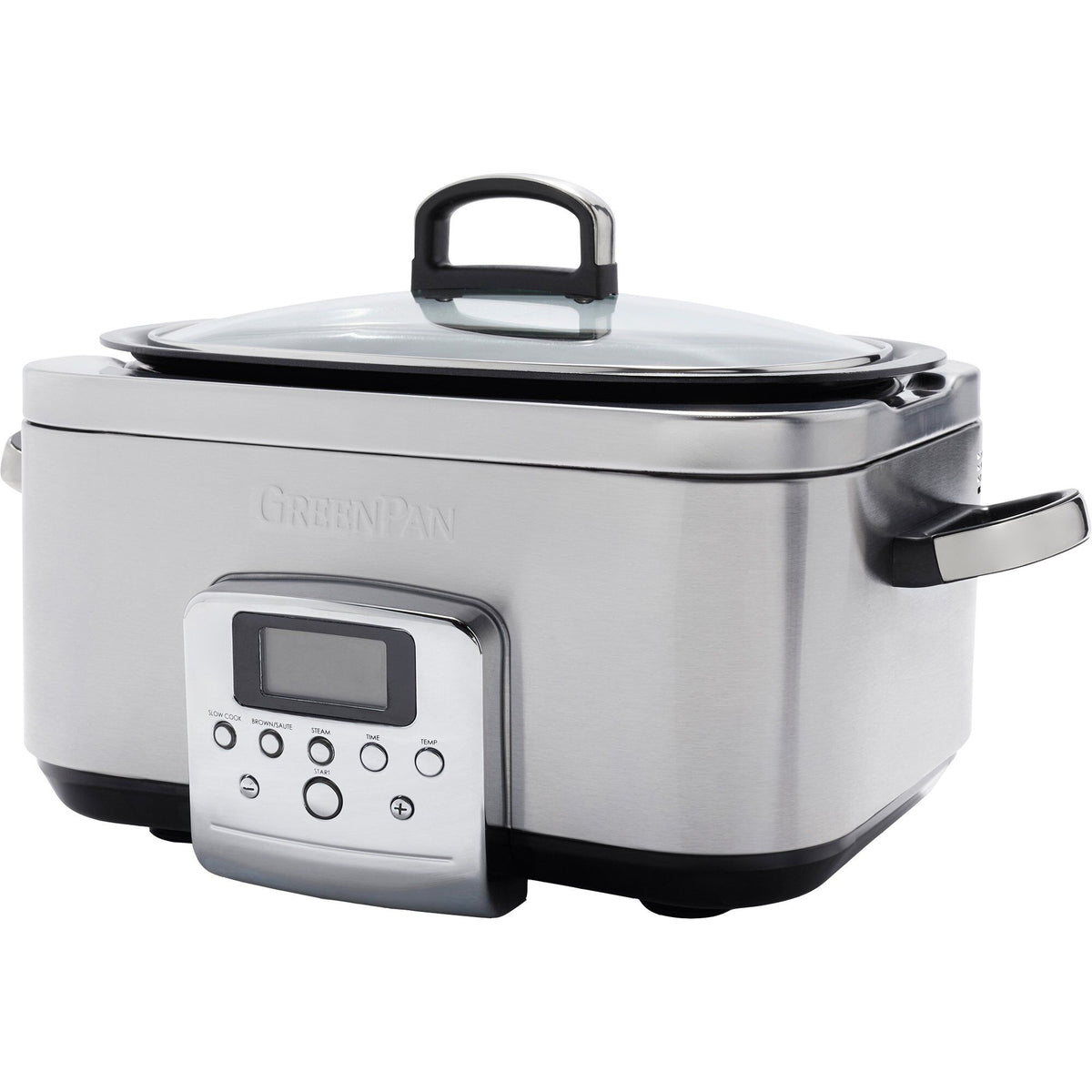 GreenPan Elite slowcooker i rustfrit stål med LCD-display