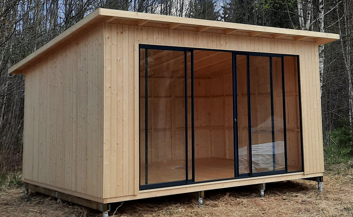Johanna havehus på 14,4 m² fra Sølund Huse med alu-skydedør og lys-indfang