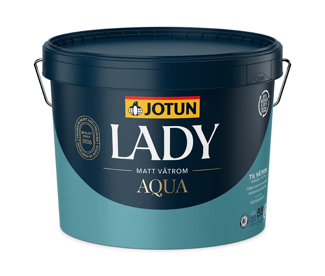 Dåse med Jotun Lady Aqua mat vådrumsmaling, 2,7 L